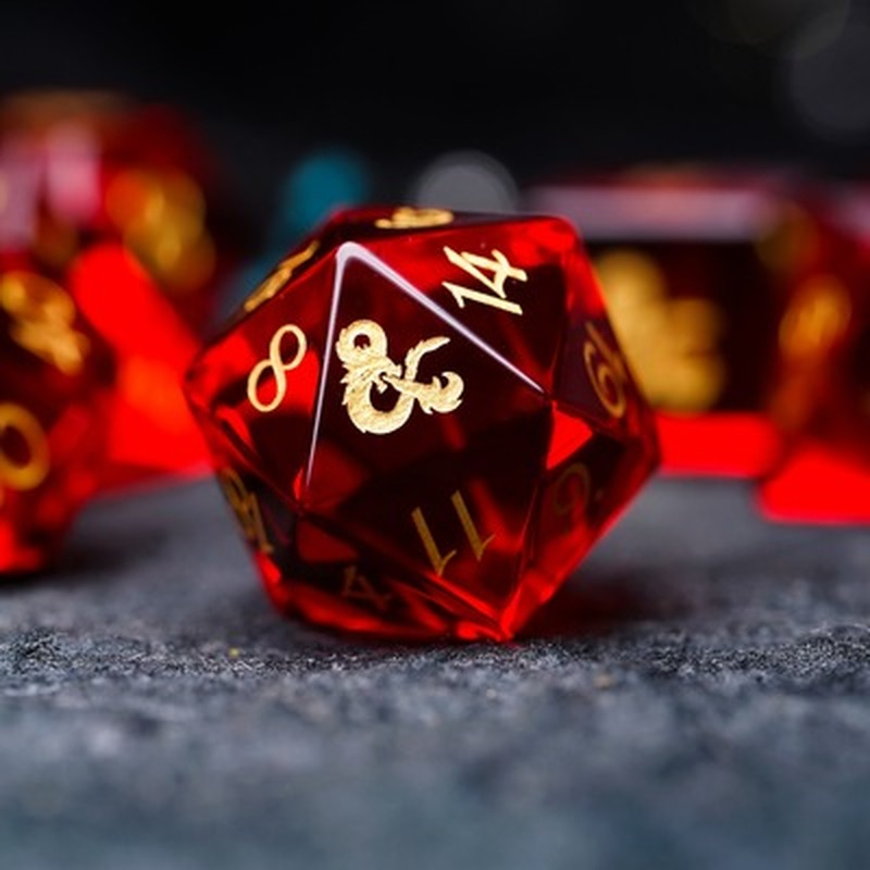 Board Game Logo - Handmade Engraved Dragon Fire D20 Dice