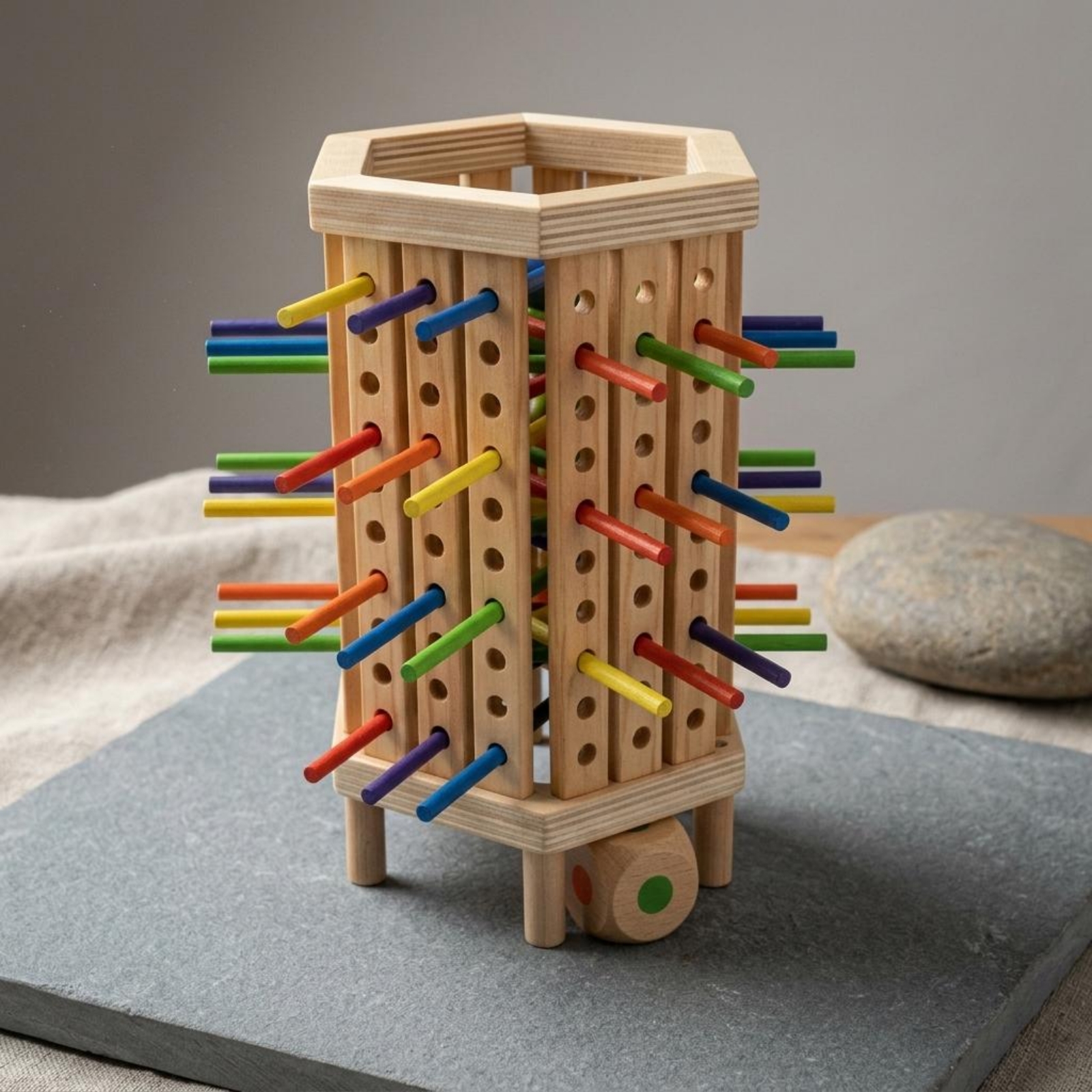 Stick and Dice Game Hexagonal  - Dice Tower Wooden reseña y precio