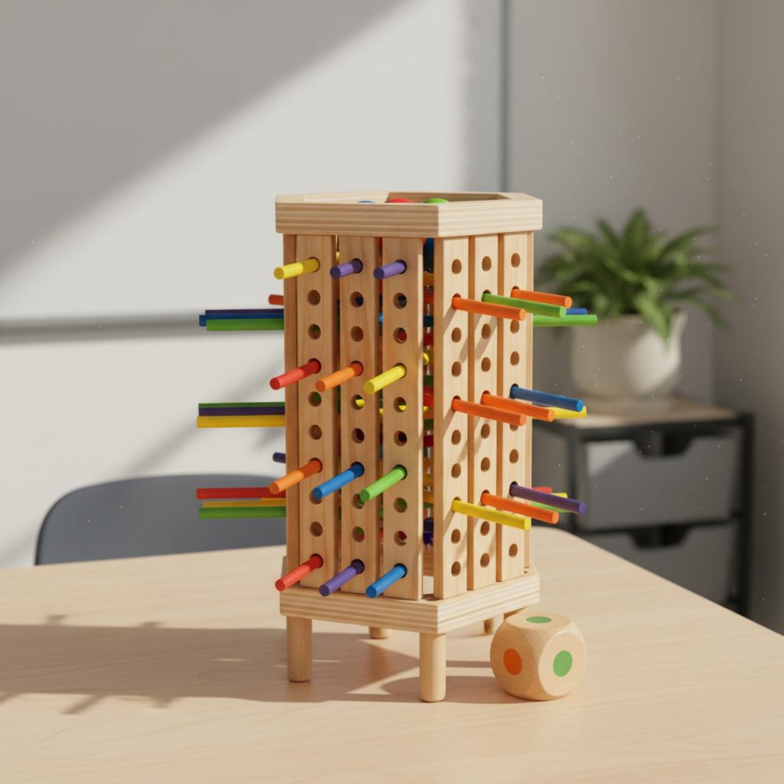 Stick and Dice Game Hexagonal  - Dice Tower Wooden reseña y precio