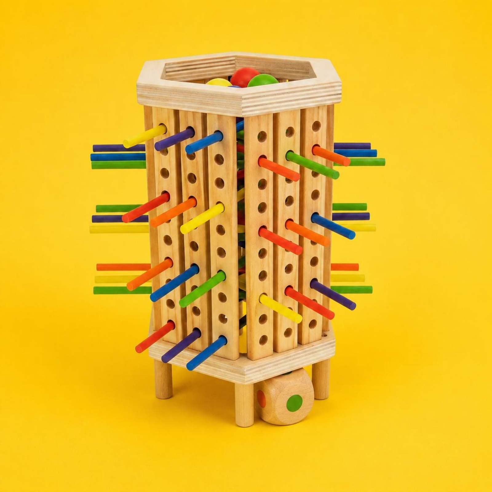 Stick and Dice Game Hexagonal  - Dice Tower Wooden reseña y precio