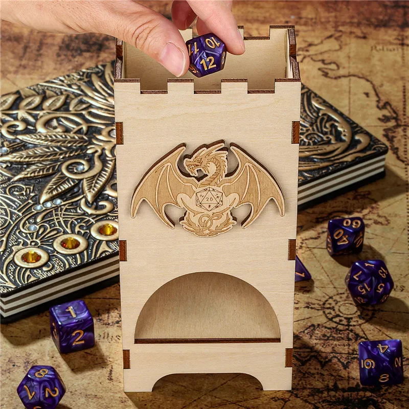 Mysterious Dragon Pattern Wood - Dice Tower Wooden reseña y precio