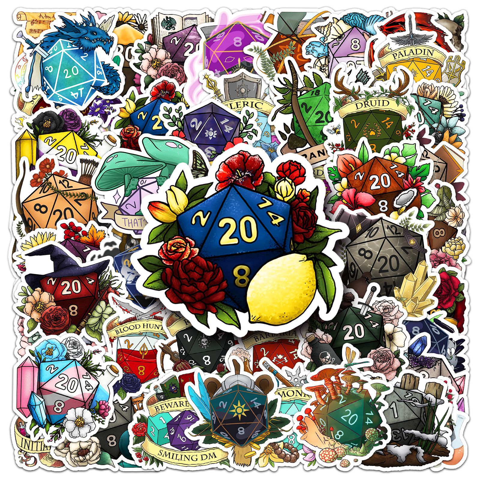 50PCS Polyhedral Dice Stickers - Board Game Quote reseña y precio