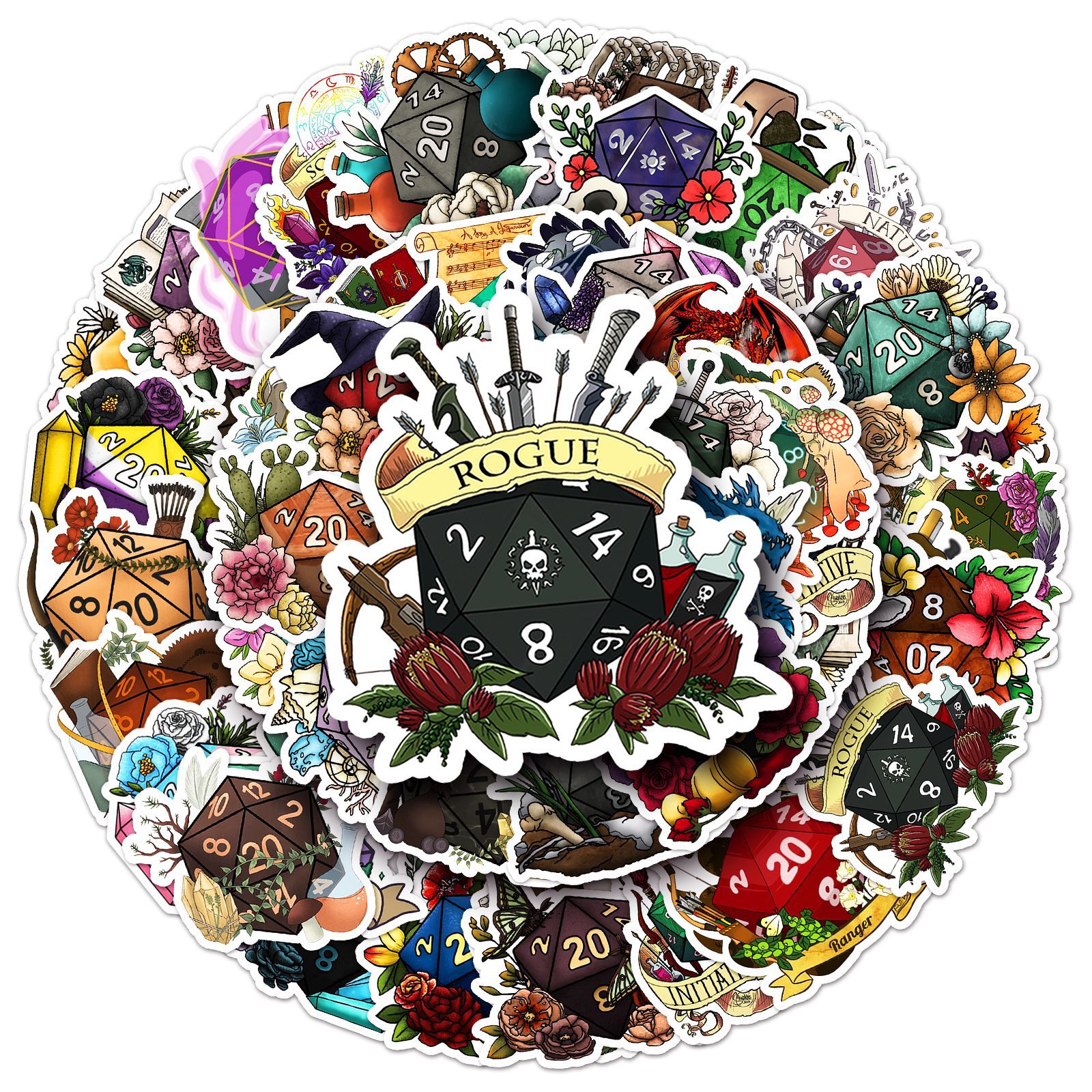 50PCS Polyhedral Dice Stickers - Board Game Quote reseña y precio