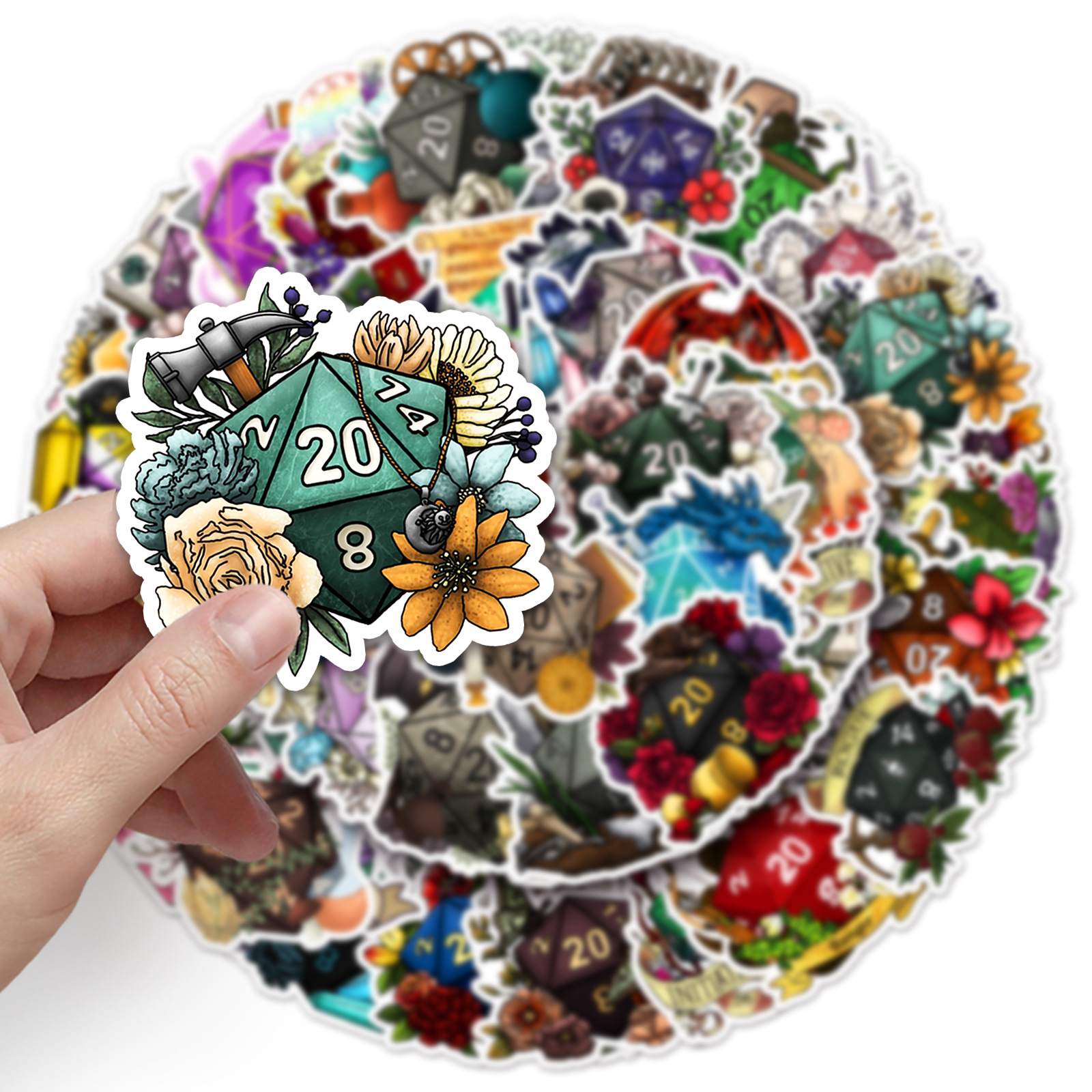 50PCS Polyhedral Dice Stickers - Board Game Quote reseña y precio