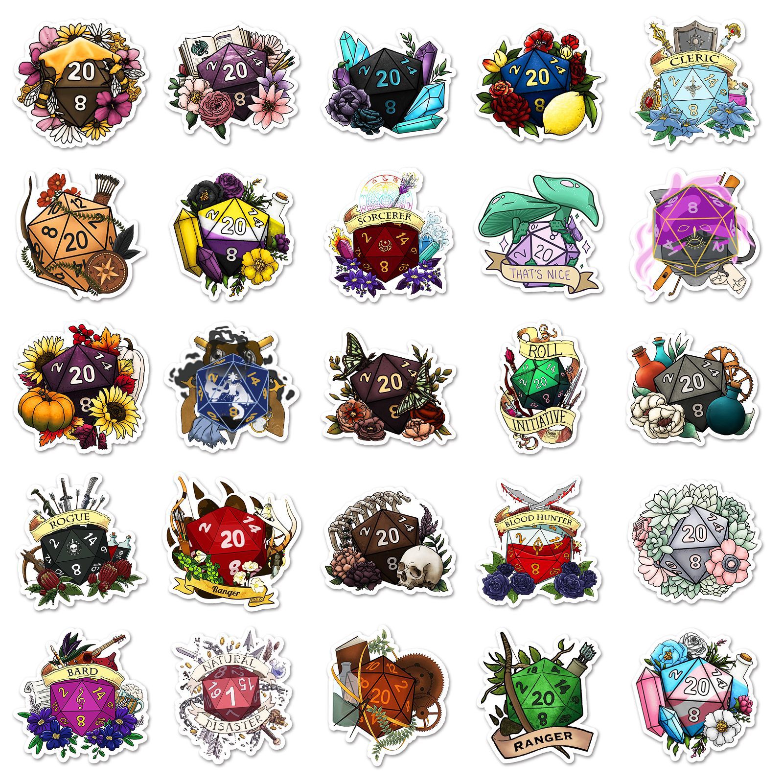 50PCS Polyhedral Dice Stickers - Board Game Quote reseña y precio