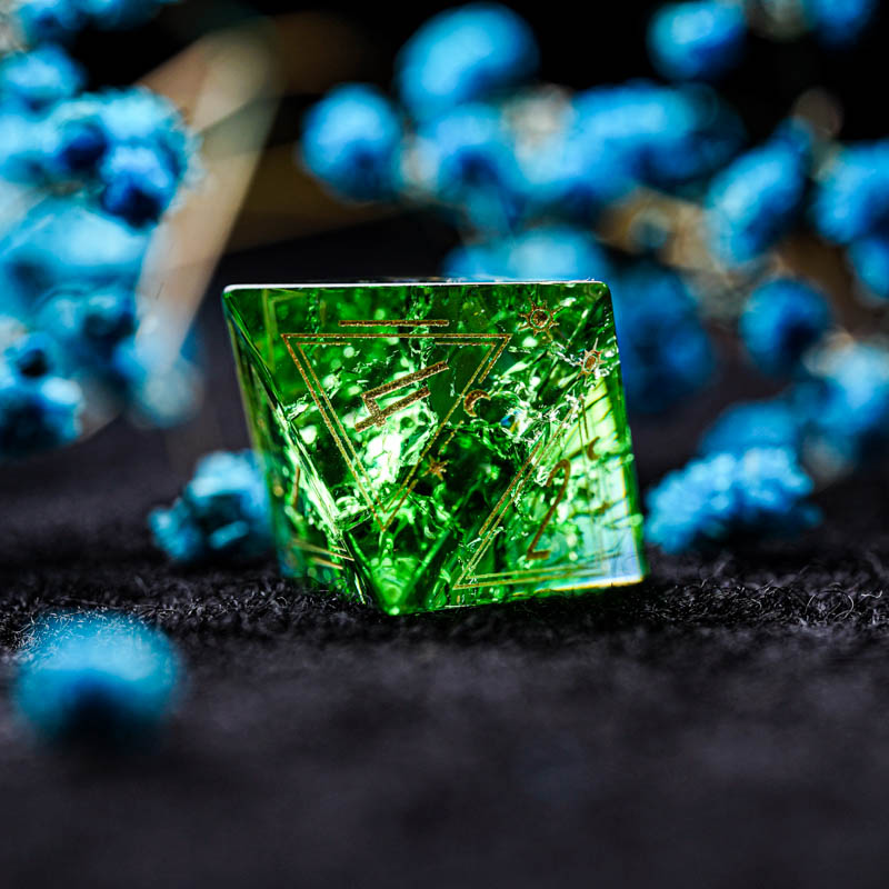 Green Glass D&D Dice Set Handm - Board Game Logo reseña y precio