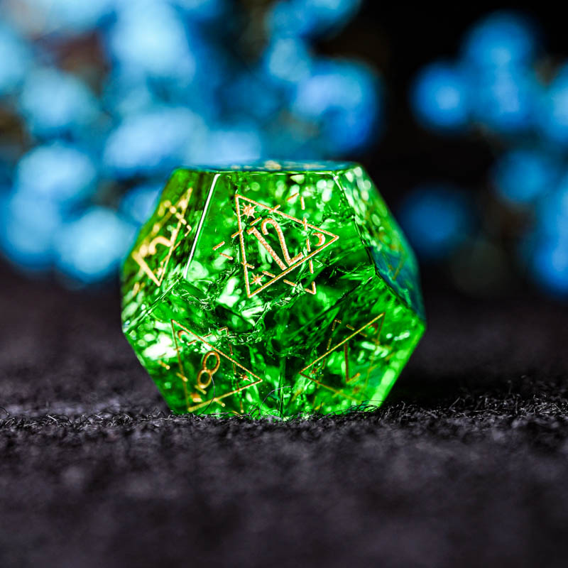Green Glass D&D Dice Set Handm - Board Game Logo reseña y precio