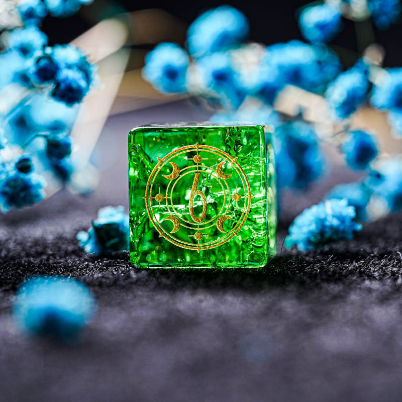 Green Glass D&D Dice Set Handm - Board Game Logo reseña y precio