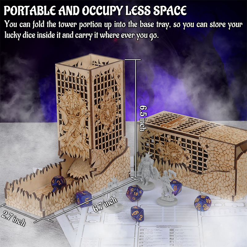 D&D Dice Tower with Tray Wood  - Dice Tower Wooden reseña y precio
