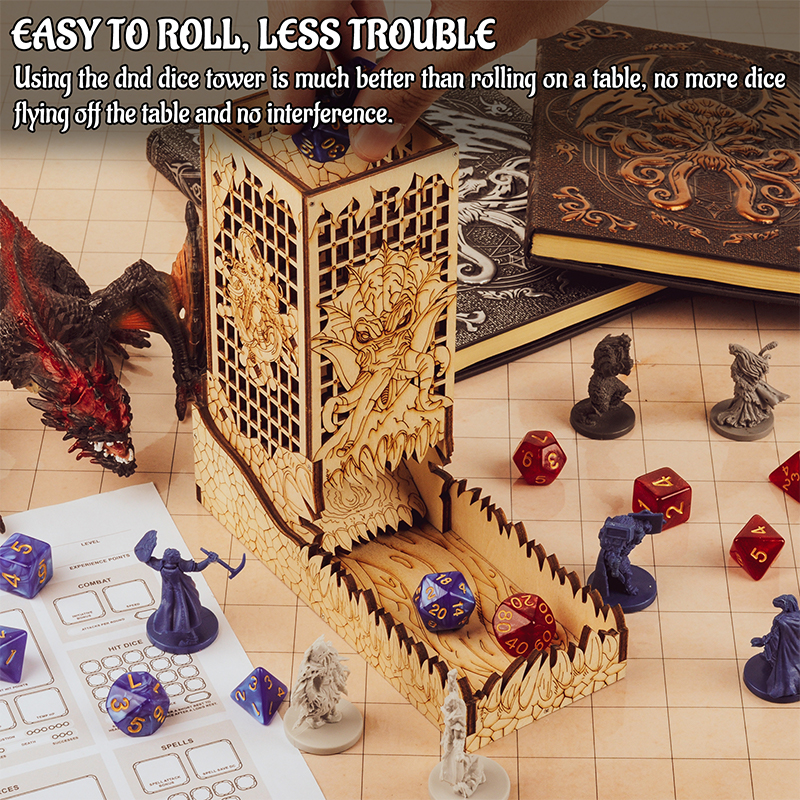 D&D Dice Tower with Tray Wood  - Dice Tower Wooden reseña y precio