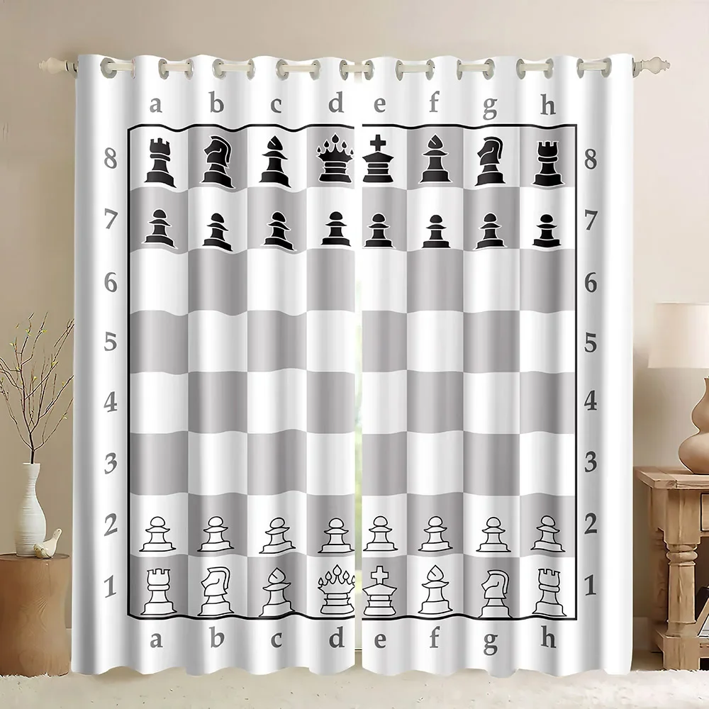 Chessboard  Window Curtains In - Board Game Cafe reseña y precio