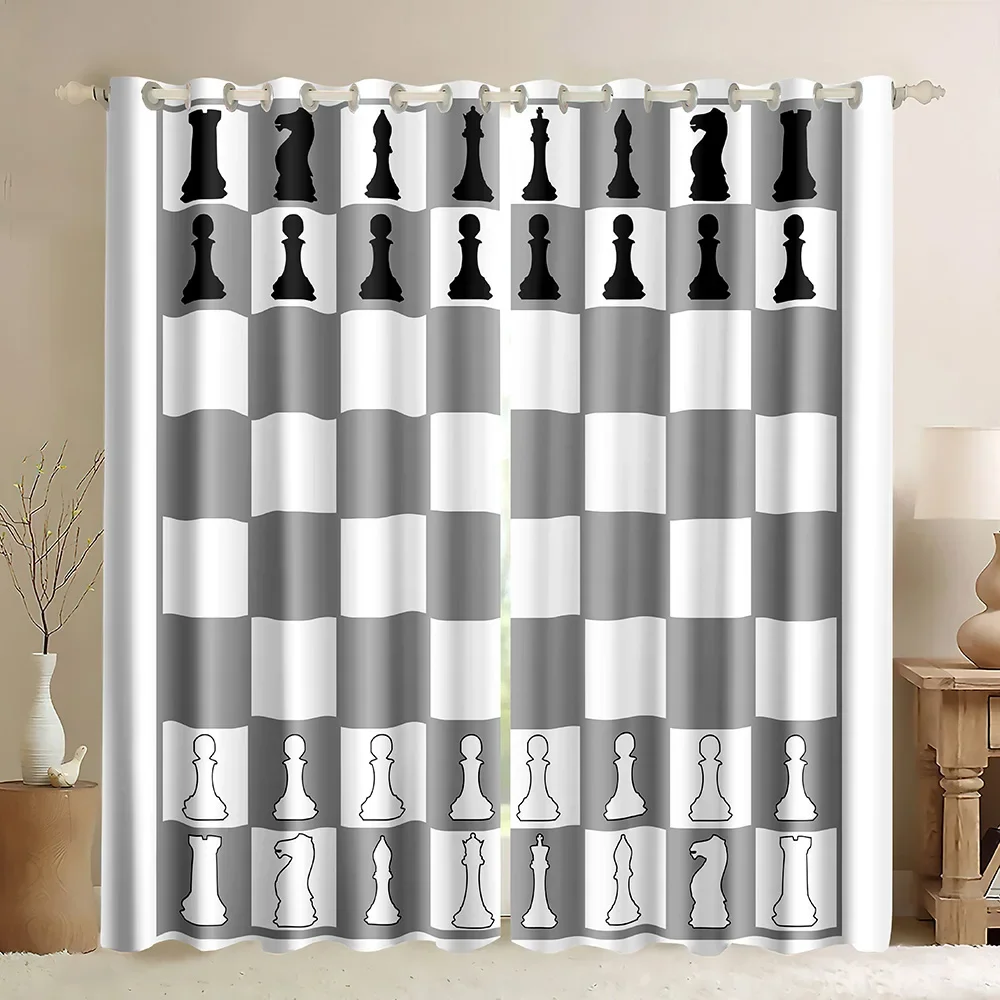 Chessboard  Window Curtains In - Board Game Cafe reseña y precio