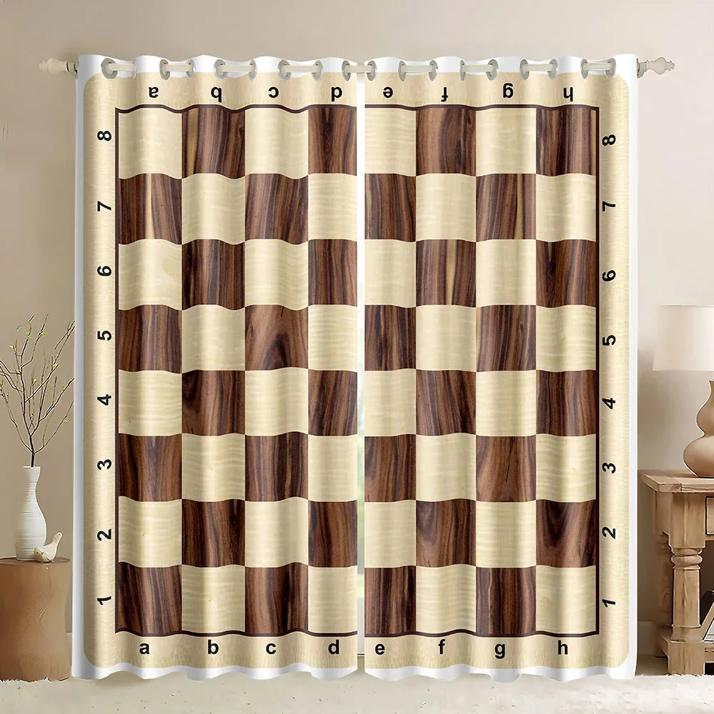 Chessboard  Window Curtains In - Board Game Cafe reseña y precio