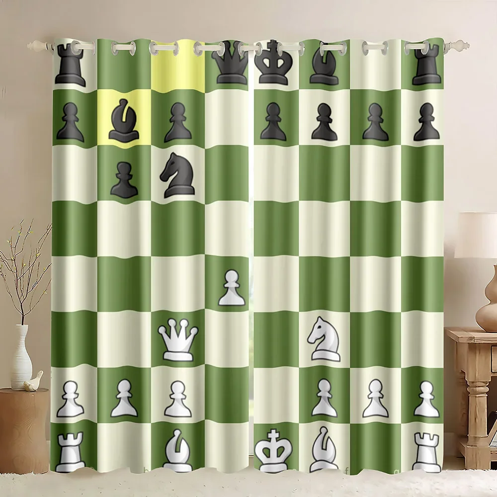 Chessboard  Window Curtains In - Board Game Cafe reseña y precio