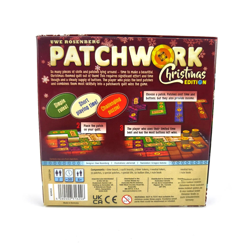 New Patchwork Christmas Board  - Board Game Solo reseña y precio